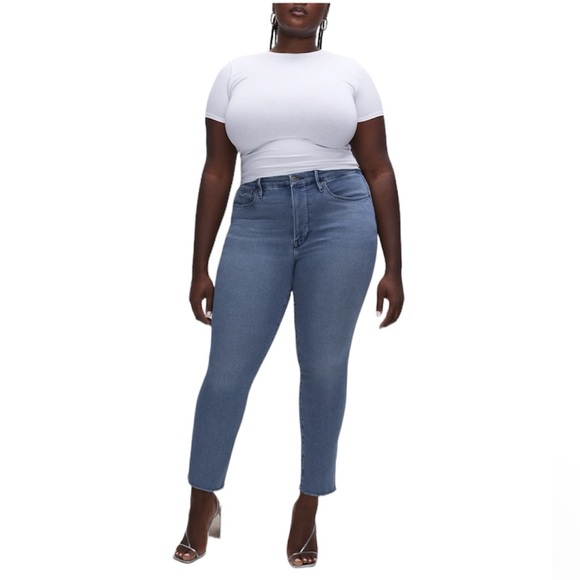 NWT Good American Good Legs High Rise Vintage Straight Leg Blue Jeans Sz 15 Plus - Picture 1 of 15